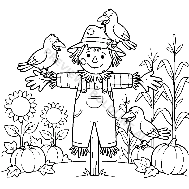 The Scarecrows Crow Friends coloring page printable