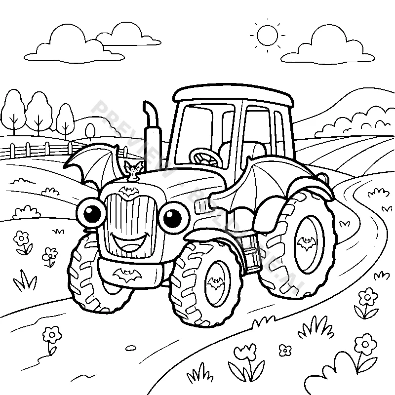 Spooky Tractor's Friendly Ride coloring page printable