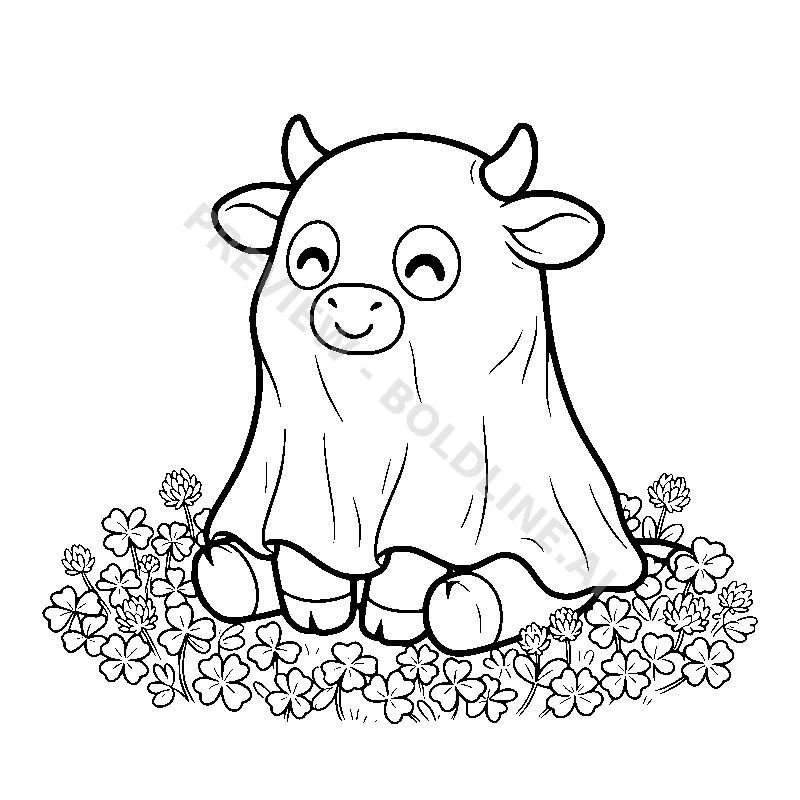 Ghostly Cow's Sweet Boo coloring page printable