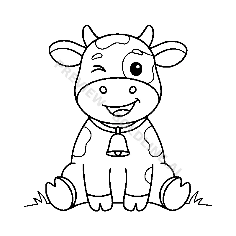 Sweet Winking Cow coloring page printable