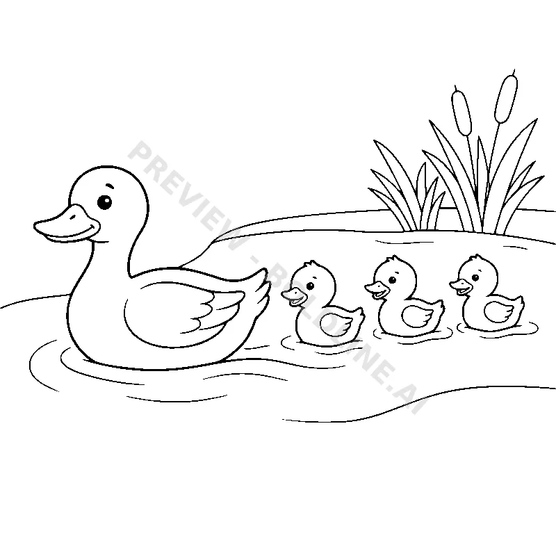 Mama Duck And Ducklings