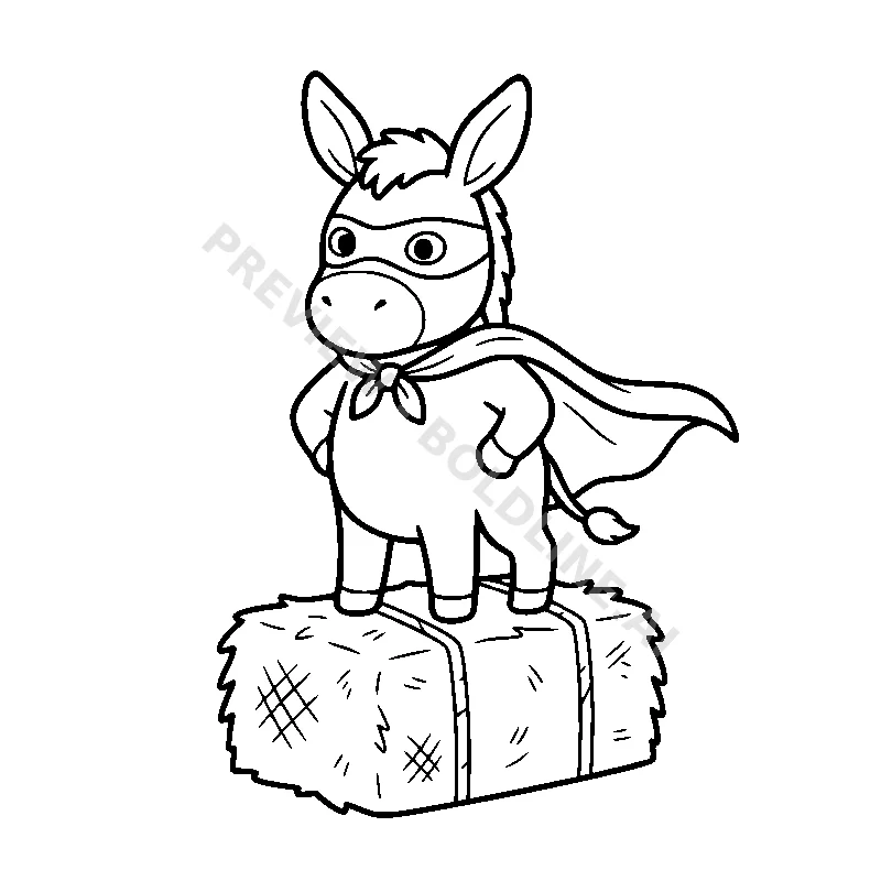 Super Donkey's Flying Cape coloring page printable