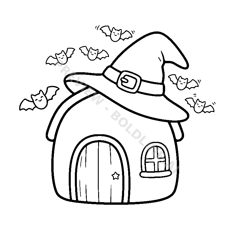 Witchy Barn's Night Magic coloring page printable