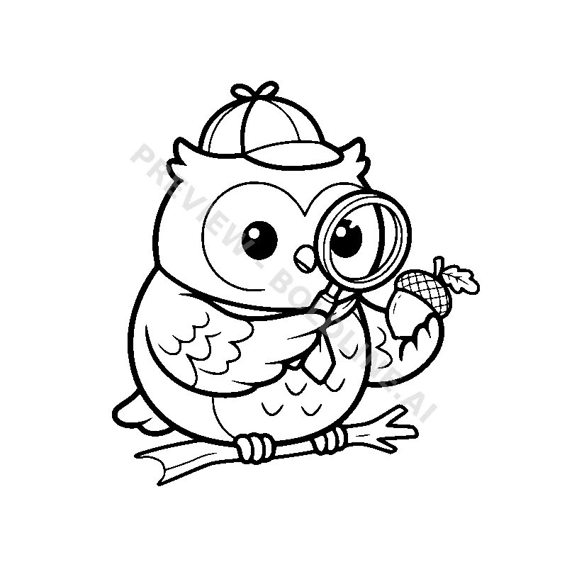 Detective Owl's Moonlit Search coloring page printable