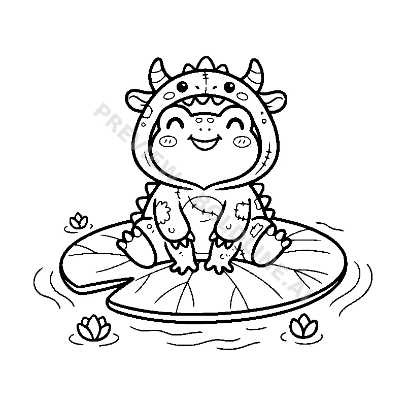 Monster Frog's Lilypad Party coloring page