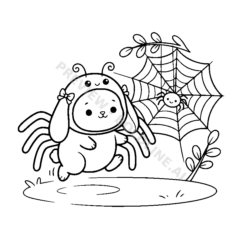 Spider Bunny's Sweet Hop coloring page printable