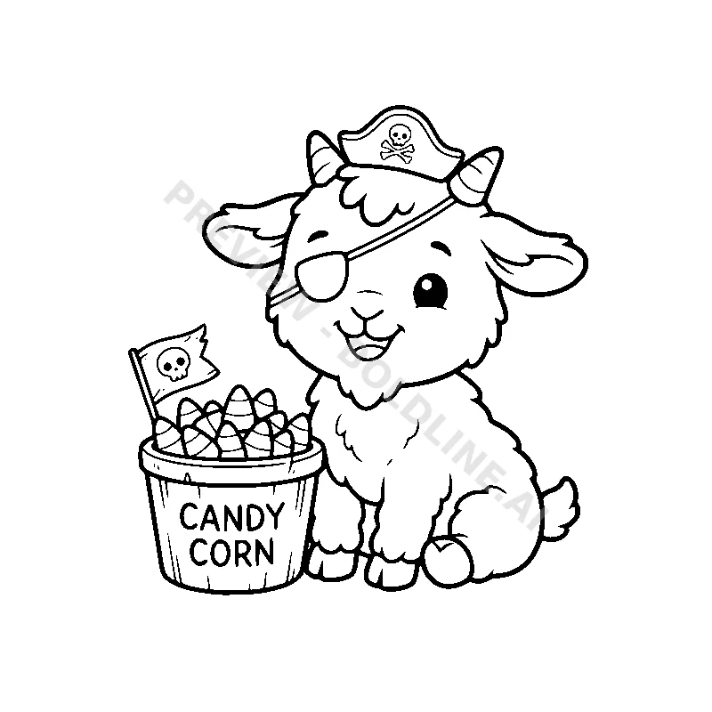 Pirate Goat's Sweet Treasure coloring page printable